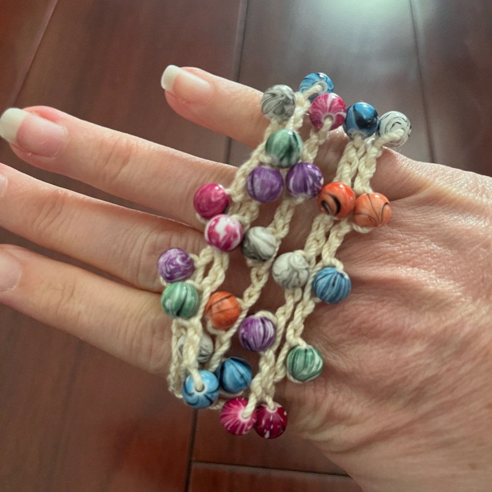 Set of two mother daughter handmade crocheted bracelets